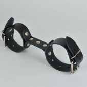 Черные кожаные наручники-фиксатор - Sitabella - купить с доставкой в Брянске