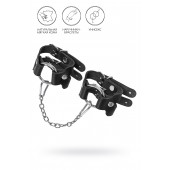 Черные кожаные наручники-браслеты из двух ремешков - Pecado - купить с доставкой в Брянске