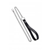 Поводок с ручкой из черной натуральной кожи и карабином для ошейника - Pecado - купить с доставкой в Брянске