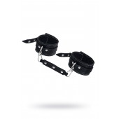 Черные двухслойные кожаные оковы с белой строчкой - Pecado - купить с доставкой в Брянске