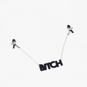 Зажимы на соски с кожаной подвеской Bitch - Crazy Handmade - купить с доставкой в Брянске