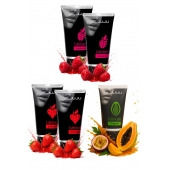 Набор из 5 съедобных лубрикантов JUJU (клубника х 2, малина х 2, тропические фрукты) - JuJu - купить с доставкой в Брянске