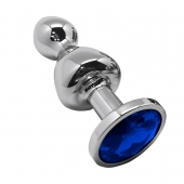 Серебристая анальная втулка Wooomy Lollypop Size S с синим кристаллом - Adrien Lastic в Брянске Серебристая анальная втулка Wooomy Lollypop Size S с синим кристаллом - Adrien Lastic