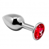 Серебристая анальная втулка Mini Metal Butt Plug Size M с красным кристаллом - Adrien Lastic в Брянске Серебристая анальная втулка Mini Metal Butt Plug Size M с красным кристаллом - Adrien Lastic