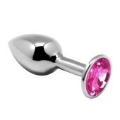 Серебристая анальная втулка Mini Metal Butt Plug Size M с розовым кристаллом - Adrien Lastic в Брянске Серебристая анальная втулка Mini Metal Butt Plug Size M с розовым кристаллом - Adrien Lastic
