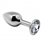 Серебристая анальная втулка с прозрачным кристаллом Mini Metal Butt Plug Size L - 9 см. - Adrien Lastic в Брянске Серебристая анальная втулка с прозрачным кристаллом Mini Metal Butt Plug Size L - 9 см. - Adrien Lastic