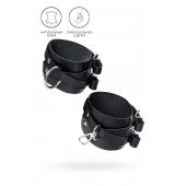 Черные кожаные оковы с двумя перекрёстными ремешками - Pecado - купить с доставкой в Брянске