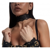 Черный ажурный чокер с золотистой фурнитурой - Crazy Handmade - купить с доставкой в Брянске