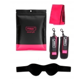 Черно-розовый эротический набор: маска, наручники и повязка - Erokay - купить с доставкой в Брянске