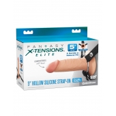 Телесный пустотелый фаллопротез 5’’ Hollow Silicone Strap-On - 14 см. - Pipedream - купить с доставкой в Брянске