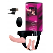 Женский страпон с 3 насадками и вибрацией - Erowoman-Eroman - купить с доставкой в Брянске