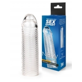 Прозрачная закрытая насадка на пенис с ребрышками - 16 см. - Sex Expert - в Брянске купить с доставкой