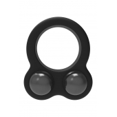 Черное эрекционное кольцо с утяжелителями Cockring Dual Weight - Dream Toys - в Брянске купить с доставкой