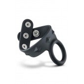 Черное эрекционное кольцо с подхватом мошонки на кнопках VS6 - Blush Novelties - в Брянске купить с доставкой
