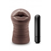 Коричневый мастурбатор-ротик Krystal Vibrating Masturbator - Blush Novelties - в Брянске купить с доставкой