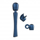 Синий вибромассажёр с насадками Man.wand Edgy - Manwan - в Брянске купить с доставкой