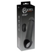 Черная вибронасадка для пениса с хомутом для мошонки и пультом ДУ Remote Controlled Penis Extension - Orion - в Брянске купить с доставкой