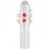 Гелевая прозрачная насадка с шариками и шипами - 14 см. - Toyfa Basic - в Брянске купить с доставкой