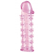 Гелевая розовая насадка на фаллос с шипами - 12 см. - Toyfa Basic - в Брянске купить с доставкой