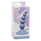 Голубая анальная пробка Ribbed Plug Blue - 10,5 см. - Lola Games