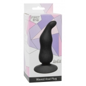 Чёрная анальная пробка Waved Anal Plug Black - 11 см. - Lola Games