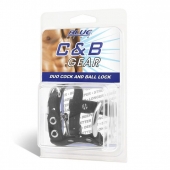 Утяжка на пенис на замочке Duo Cock And Ball Lock - BlueLine - купить с доставкой в Брянске