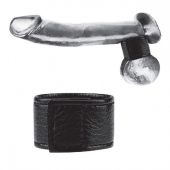 Чёрная утяжка на мошонку 1  Velcro Ball Stretcher - BlueLine - купить с доставкой в Брянске