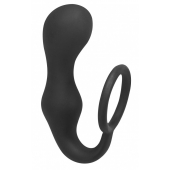 Чёрное эрекционное кольцо с анальной пробкой Double Pleasure Anal Plug - Lola Games - в Брянске купить с доставкой