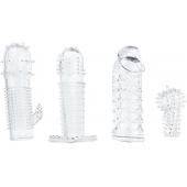 Набор из 4 насадок на член Pleasured Penis Enhancement Sleeve 4 Pack - XR Brands - в Брянске купить с доставкой