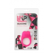Розовое эрекционное кольцо с щеточкой LIT-UP SILICONE STIMU RING 5 - Dream Toys - в Брянске купить с доставкой