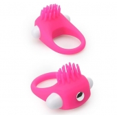Розовое эрекционное кольцо с щеточкой LIT-UP SILICONE STIMU RING 5 - Dream Toys - в Брянске купить с доставкой