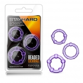 Набор из 3 фиолетовых эрекционных колец Stay Hard Beaded Cockrings - Blush Novelties - в Брянске купить с доставкой