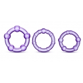 Набор из 3 фиолетовых эрекционных колец Stay Hard Beaded Cockrings - Blush Novelties - в Брянске купить с доставкой
