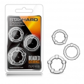 Набор из 3 прозрачных эрекционных колец Stay Hard Beaded Cockrings - Blush Novelties - в Брянске купить с доставкой