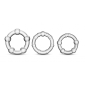 Набор из 3 прозрачных эрекционных колец Stay Hard Beaded Cockrings - Blush Novelties - в Брянске купить с доставкой