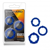 Набор из 3 синих эрекционных колец Stay Hard Beaded Cockrings - Blush Novelties - в Брянске купить с доставкой