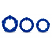Набор из 3 синих эрекционных колец Stay Hard Beaded Cockrings - Blush Novelties - в Брянске купить с доставкой
