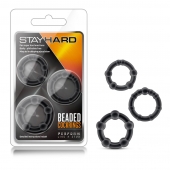 Набор из 3 чёрных эрекционных колец Stay Hard Beaded Cockrings - Blush Novelties - в Брянске купить с доставкой