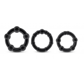 Набор из 3 чёрных эрекционных колец Stay Hard Beaded Cockrings - Blush Novelties - в Брянске купить с доставкой