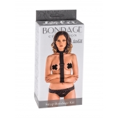 Ошейник с длинной лентой и наручниками Strap Bondage Kit Plus Size - Lola Games - купить с доставкой в Брянске