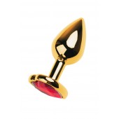 Золотистая анальная пробка с кристаллом-сердцем - 7,5 см. - ToyFa - купить с доставкой в Брянске