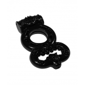 Чёрное эрекционное кольцо Rings Treadle с подхватом - Lola Games - в Брянске купить с доставкой