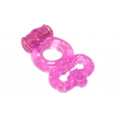 Розовое эрекционное кольцо Rings Treadle с подхватом - Lola Games - в Брянске купить с доставкой