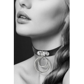Черный чокер с двумя кольцами - Bijoux Pour Toi - купить с доставкой в Брянске