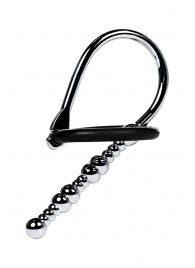 Серебристый уретральный плаг-бусины TOYFA Metal с мягким фиксириющим кольцом - ToyFa - купить с доставкой в Брянске