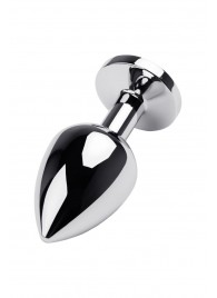 Серебристая коническая анальная пробка с красным кристаллом - 8 см. - ToyFa - купить с доставкой в Брянске