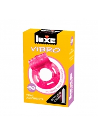 Розовое эрекционное виброкольцо Luxe VIBRO  Ужас Альпиниста  + презерватив - Luxe - в Брянске купить с доставкой