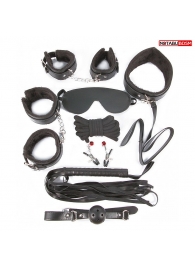 Большой игровой набор БДСМ: наручники, оковы, маска, кляп, плеть, ошейник с поводком, верёвка, зажимы для сосков - Notabu - купить с доставкой в Брянске Большой игровой набор БДСМ: наручники, оковы, маска, кляп, плеть, ошейник с поводком, верёвка, зажимы для сосков - Notabu - купить с доставкой в Брянске