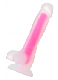 Прозрачно-розовый фаллоимитатор, светящийся в темноте, Clark Glow - 22 см. - ToyFa купить с доставкой в интернет-магазине Orgasmix в Брянске Прозрачно-розовый фаллоимитатор, светящийся в темноте, Clark Glow - 22 см. - ToyFa
