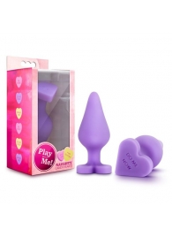 Фиолетовая анальная пробка Naughty Candy Heart Do Me Now - 8,9 см. - Blush Novelties - купить с доставкой в Брянске